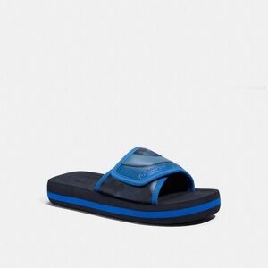 Coach Black and Bright Blue Slide Sandal